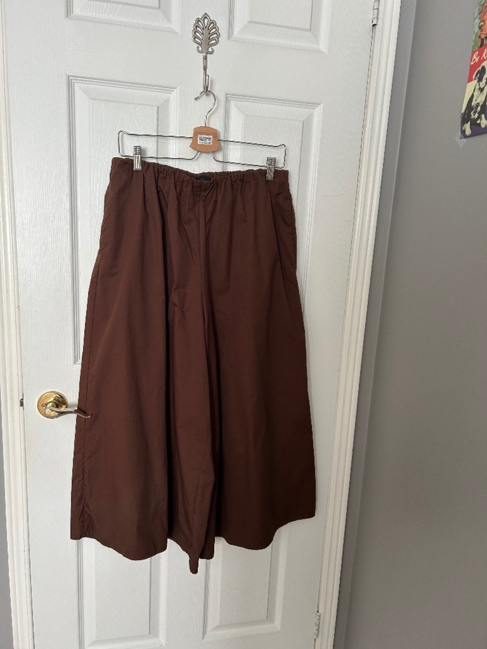 ZARA Wide-Leg Culotte Pants - Chocolate Brown - Size Large